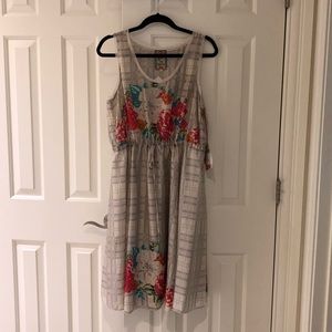 Johnny Was Floral & Plaid Silk dress